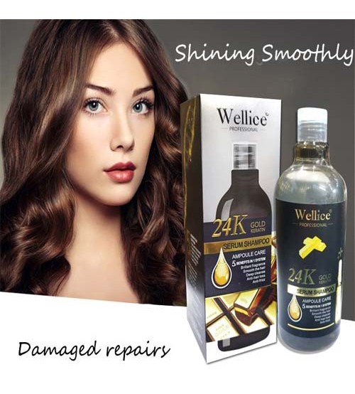 New Wellice Professional 24K Gold Keratin Serum Shampoo